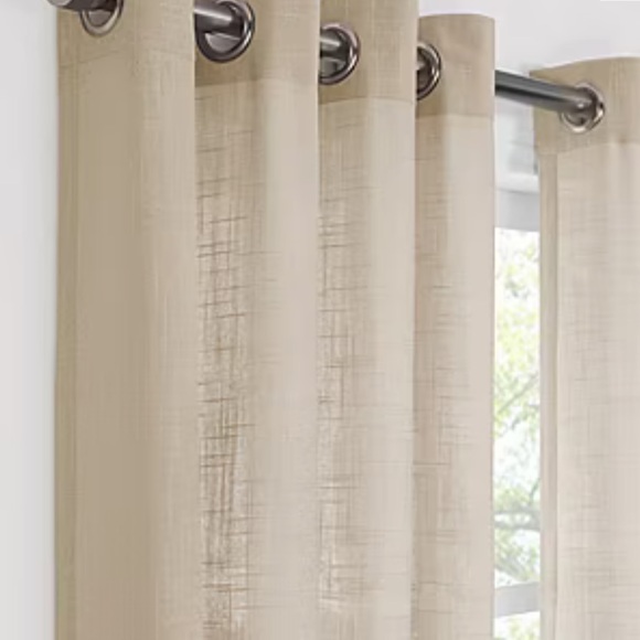 Fieldcrest Arden Solid Cotton Sheer Grommet Top Single Curtain Panel-stone - Picture 4 of 4